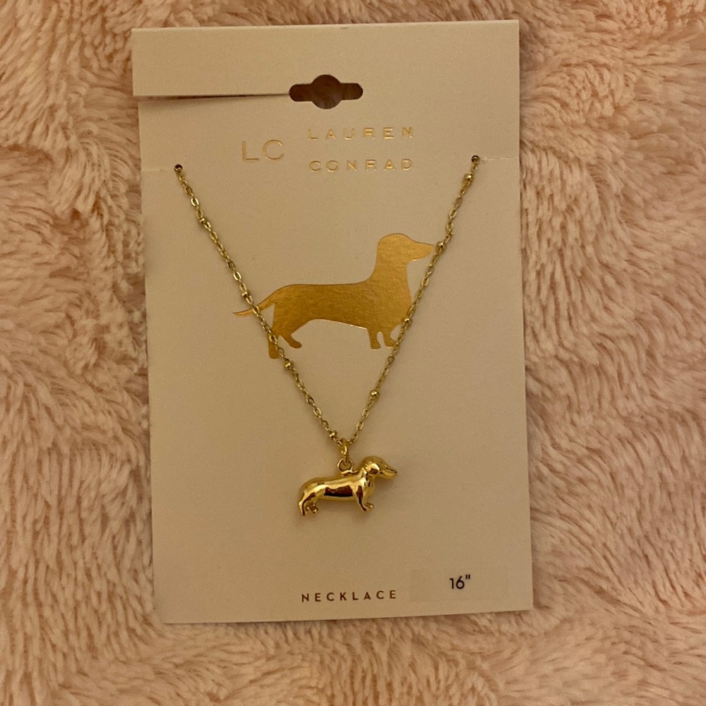 LC Lauren Conrad 16” Gold Dachshund Necklace.
